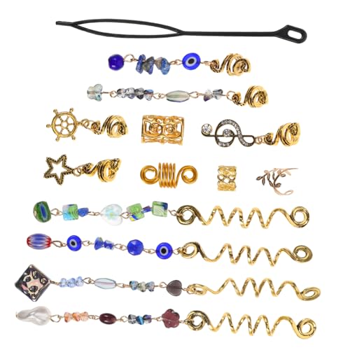 SAFIGLE 50stücke Schlange Locs Schmuck Clip Metall Twist Mädchen Spirale Boho Charm Haarspange Dekoration Frisur Manschette Perle Haar Ring Frau Dutt von SAFIGLE