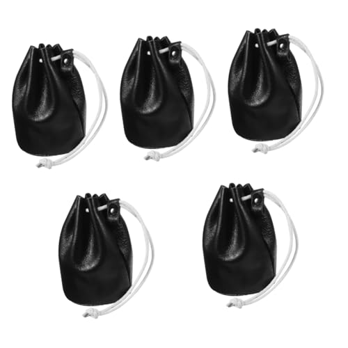 SAFIGLE 5St Beutel mit Kordelzug Geldbörse Herrenbrieftasche aufbewahrungssack Pocketbook Storage Pockets Münze Münzhalter für Auto Schwarze Handtasche Münzbeutel Lederbeutel Echtes Leder von SAFIGLE