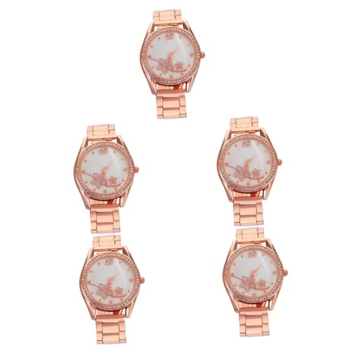 SAFIGLE 5stücke Damen Armbanduhr Mit Blumenmuster Und Wasserstein Leichte Uhr Mit Atmungsaktivem Band Für Teenager Und Junge Mädchen Modische Und Praktische Zeitmessung von SAFIGLE