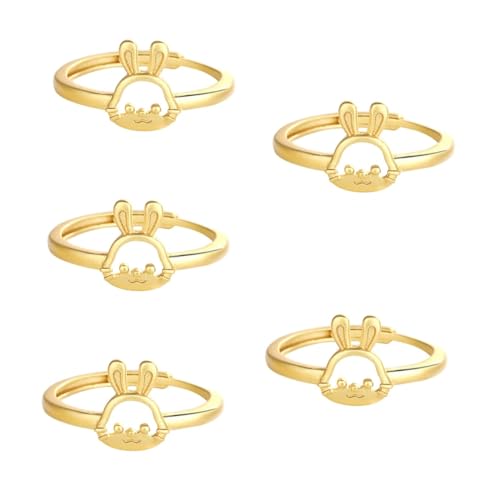 SAFIGLE 5St Hasenring costumes fancy dress damenringe goldene Alltagsring Handdekoration verstellbarer Ring Ringschmuck trendiger Ring Modering einfach Spaltring Goldring Fräulein Kupfer von SAFIGLE