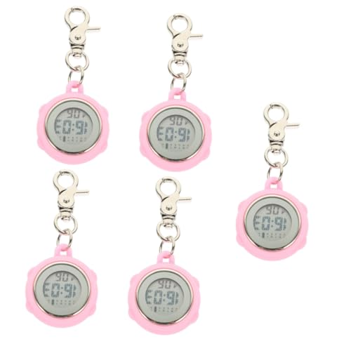 SAFIGLE 5st Krankenschwester Uhr Clip Auf Ärzte Clip-on-Uhr Uhr Mit Schlüsselschließe Clip-taschenuhr Digitale Uhren Frauen Uhren Kleine Uhr Pflege Glas Rosa Abzeichen Fräulein Aufsteckbar von SAFIGLE