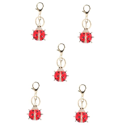 SAFIGLE 5St Marienkäfer Schlüsselanhänger Geldbörsenhalter fürs Auto Tragetasche Pocket Clip bescherung Weihnachten Schlüsselanhänger-Charm Schlüsselanhänger-Zubehör Legierung Strass rot von SAFIGLE