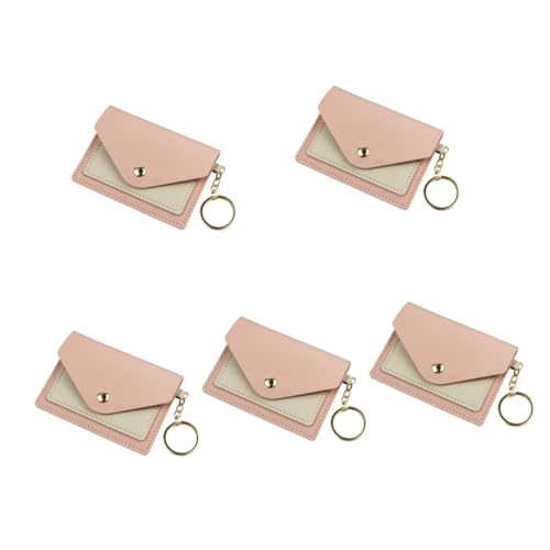 SAFIGLE 5St Modischer Kleiner Kartenhalter kreditkartenhalter Credit Card Holder schlüsselablage small Wallet Key fob Damenbrieftaschen kleine Geldbörse Kreditkarteninhaber Leder Rosa von SAFIGLE