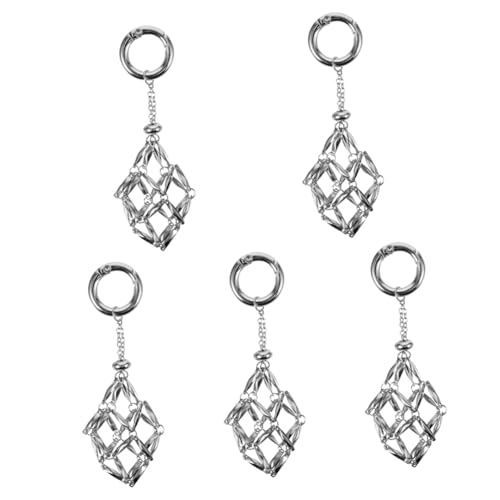 SAFIGLE 5St Schlüsselanhänger mit Netztasche personalisierter dity dncing - Schlüsselanhänger Personalisiert schlüsselkette Geldbörse Charme Geldbeutel-Anhänger Rostfreier Stahl Silver von SAFIGLE