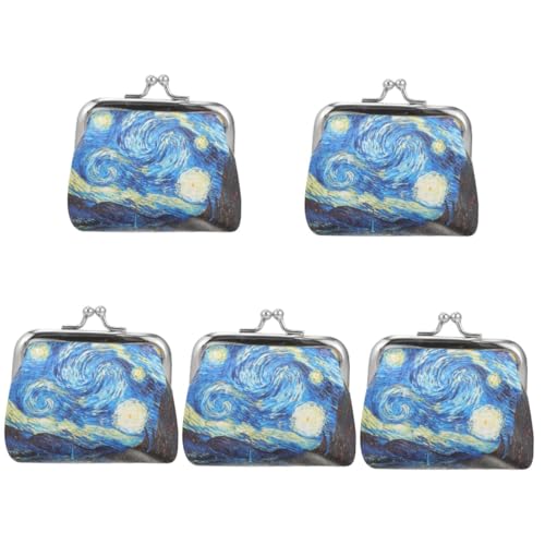 SAFIGLE 5stücke Pattern Purse Damen Schlüsselbund Mit Van Ölgemälde Design Multifunktionale Geldbörse Für Stilvolle Kleine Kosmetiktasche Langlebig Kunstleder von SAFIGLE
