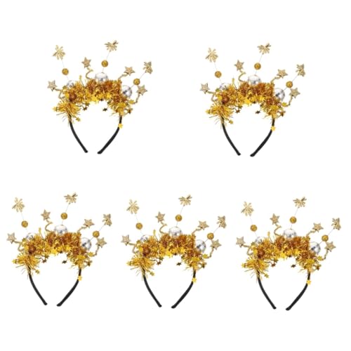 SAFIGLE Haarreif Für Stern 5st Neujahr Haarreif Silvester Party Zubehör Party-kopfbedeckung Drahthaarband Neujahrs-kopfhörer Neujahr Stirnband Valentinstag Zubehör Disco-kugel-stirnband Plastik Golden von SAFIGLE