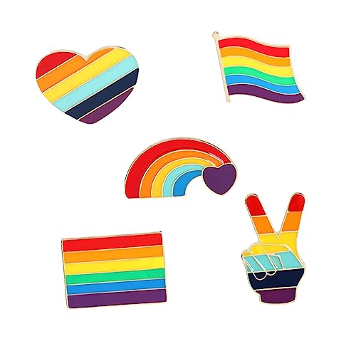 SAFIGLE Regenbogen Broschen Satz 5 Stücke Regenbogen Anstecker Legierung Kreative Lgbtq Dekoration für Kleidung Taschen und Schals für Pride Veranstaltungen und Support von SAFIGLE