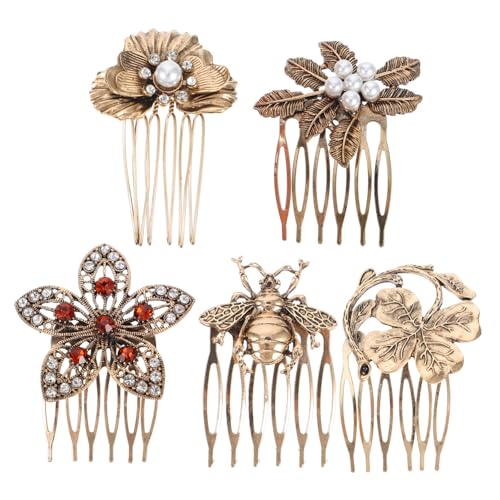 SAFIGLE 5stücke Retro Dekorative Haarnadeln Kamm Legierung Haar Kamm Clips Für Damen Hochzeit Party Freizeit Schmuck von SAFIGLE