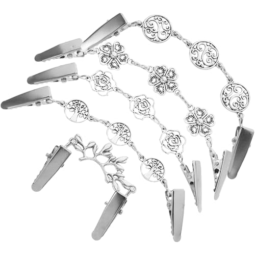 SAFIGLE 5Stücke Vintage Silber Pullover Clips Retro Cardigan Clips für Kleider Schals Kragen Eisenlegierung Rostfrei Einzigartiges Design für Auffällige Outfits von SAFIGLE