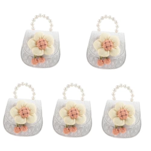 SAFIGLE 5st Koreanische Version Der Kinder-perlenhandtasche Umhängetasche Cartoon Niedliche Blumen-geldbörse Damen-umhängetasche (weiß) Schultertasche Kinder Geldbörse Metall von SAFIGLE