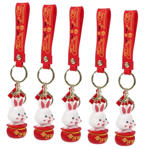 SAFIGLE 5st Schlüsselanhänger Kaninchen-Puppen-anhänger Hasenschlüsselhalter Jahr des Kaninchenschlüsselbundes Kaninchenpuppe Kaninchen Charme Kaninchen-geldbörsenanhänger Metall Rot von SAFIGLE