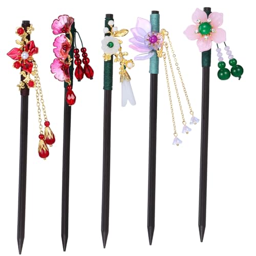 SAFIGLE 5stücke Haarstäbchen Mit Quaste Chinesisch Traditionell Dekorativer Haarstab Für Frauen Haarnadeln Aus Blumen Für Langes Haar Haarschmuck Für Brötchen von SAFIGLE