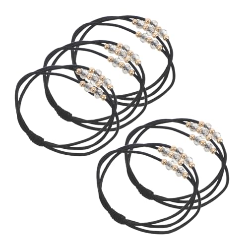SAFIGLE 5stücke Elastische Haargummis Mit Strasssteinen Schwarz Für Damen Als Haargummiband Verstellbar Für Hochsteckfrisuren Reisen Und Alltägliche Haarstyling-accessoires von SAFIGLE