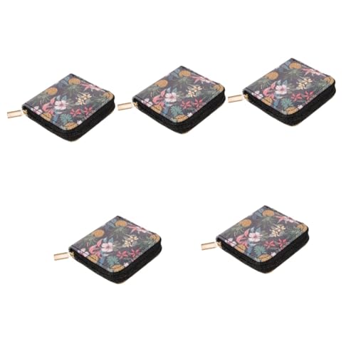 SAFIGLE 5stücke Kompakte Damen Geldbörse Pu Mit Buntem Blumendesign Praktische Reißverschluss-klappbörse Für Karten Und Kleingeld Für Alltag Und von SAFIGLE