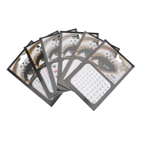 SAFIGLE 6 Blätter Bühnen-Make-up-Augenaufkleber Augen-Strass-Aufkleber Klebefläche Festival-Gesichtsjuwelen Augen Gesicht Edelsteine Aufkleber mit Augen-Strasssteinen Acryl (weißer Karton) von SAFIGLE