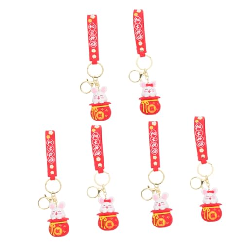 SAFIGLE 6 STK Hase Schlüsselanhänger kleines Kaninchendekor Schlüsselanhänger mit chinesischem Hasen kaninchenzubehör Hasen anhänger Schlüsselanhänger-Charm Taschenanhänger Legierung von SAFIGLE