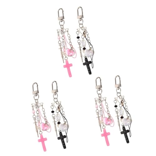 SAFIGLE 6 STK Kreuz-schlüsselanhänger Schlüsselringe Geldbörse Hängende Dekoration Anti-verlorenes Telefonband Schlüsselanhänger-anhänger Handykettenanhänger Schlüsselband Legierung von SAFIGLE