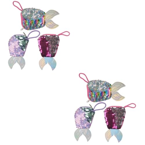 SAFIGLE 6stücke Teiliges Mermaid Geldbörse Mit Pailletten Glitzernde Meerjungfrau Taschen Für Mädchen Für Geburtstagsfeiern Weihnachten von SAFIGLE