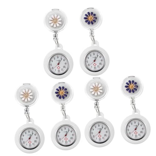 SAFIGLE 6stücke Blumenmuster Clip Uhr Für Tragbare Analoguhr Mit Ausziehbarem Band Für Pflegekräfte Ärzte Und Studenten Farbe Zufällig von SAFIGLE