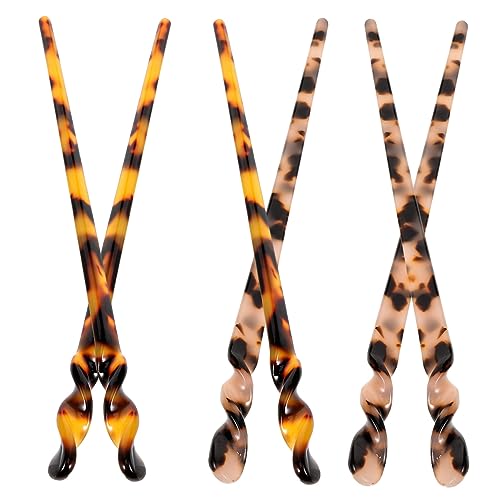 SAFIGLE 6 Stck. Haarstäbchen Set aus Acetat Teiliges Vintage Haaraccessoire für Damen Leopard Design für Hochsteckfrisuren für Partys und Besondere Anlässe von SAFIGLE