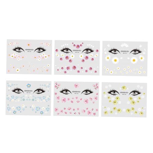 SAFIGLE 6 Stück Daisy Gesicht Aufkleber und Schweißfest für Schlüsselbein Makeup Aufkleber für und Mädchen Verschiedene Farben von SAFIGLE