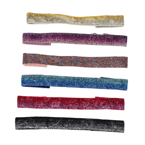 SAFIGLE 6 Stück Damen Sport Stirnbänder Glitzer Elastisch Rutschfest Schweißabsorbierend Modisch Yoga Workout Haarband Fitness Accessoire von SAFIGLE
