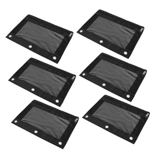 SAFIGLE 6 Stück Große Dokumenten Stifttaschen Ösen Oxford Reißverschluss Durchsichtigem Fenster Geräumig für Büro und Schule Format Schwarz von SAFIGLE