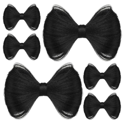 SAFIGLE 6 Stück Haarklammern mit Schleifen Kunsthaar Dutt Extensions für und Mädchen Dekorative Ponytail Clips für Stilvolle Frisuren Schwarz von SAFIGLE