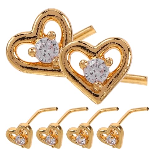 SAFIGLE 6 Stück Herz-Nasenstecker: Bauchnabelringe in Korkenzieherform – Nasenring für Teenager, Mädchen und Frauen, festlicher Halloween-Partyschmuck von SAFIGLE