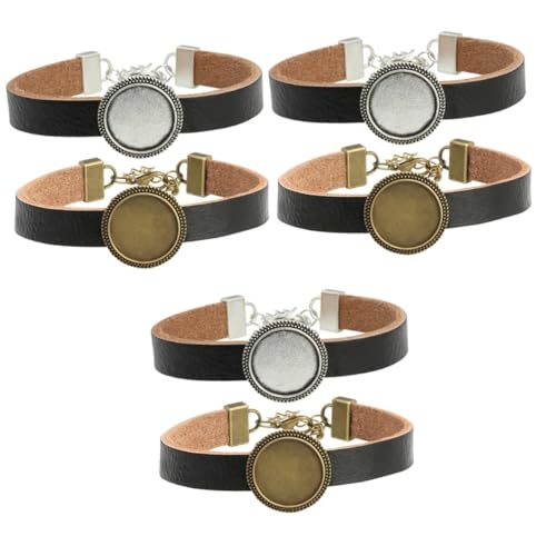 SAFIGLE 6 Stück Lederarmband Retro Stil mit Verstellbarer Legierungsschnalle Teiliges für Herren und Damen Runde Schmuckablage Handgefertigt Modisch für Alltag Party und Reisen Geeignet von SAFIGLE