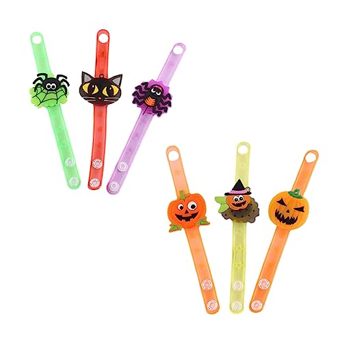 SAFIGLE 6 Stück Leuchtarmband Leuchtarmbänder Blitzarmband Geburtstagsfeiergeschenke Halloween Leuchtarmband LED Armband Halloween Armbänder Zum Aufleuchten Armband Pvc Weicher von SAFIGLE