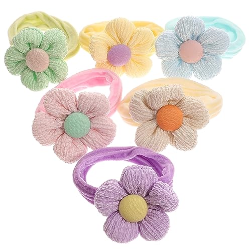 SAFIGLE 6 Saiten elastischer Blumen-Haargummi Haarschleifen Haarbänder für Mädchen Haarschmuck für Kinder Gummibänder für Babyhaare Haargummis für Mädchen Süss von SAFIGLE