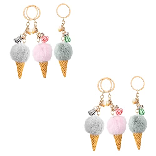 SAFIGLE Ice Cream Keychain 6 Stück Schlüsselanhänger Niedliche Schlüsseldekoration Schlüsselanhänger Dekoration Geldbörsen Dekoration Bommel von SAFIGLE