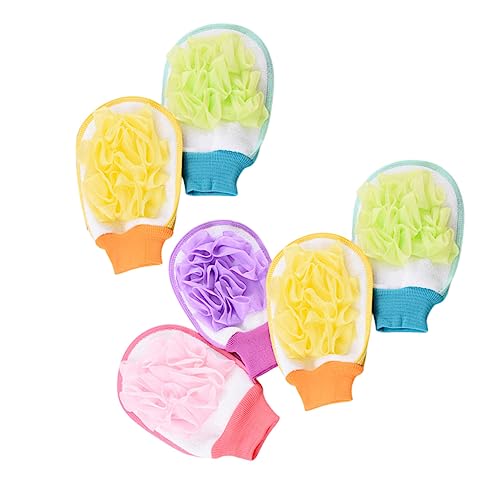 SAFIGLE 6 Stück Teiliges Bad Ball Handschuhe Einseitiger Peeling Körperhandschuh für Männer und Bequeme Anwendung Entfernt Abgestorbene Haut für Dusche Farben Zufällig Zufällige Farbe von SAFIGLE
