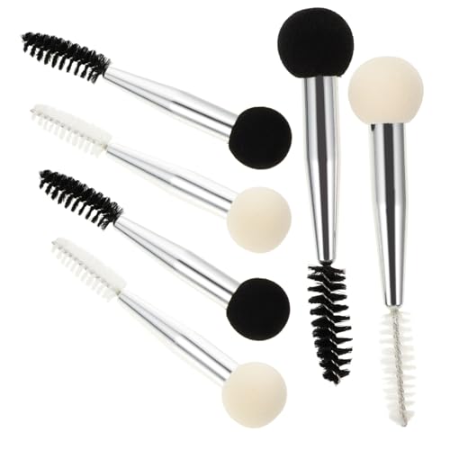 SAFIGLE 6 Stück Teiliges Doppelkopf Make Up Pinselset mit Schwamm und Augenbrauenbürste für Eyeliner Wimpern und Augenbrauen Praktisch für Reisen Schwarz und Weiß von SAFIGLE