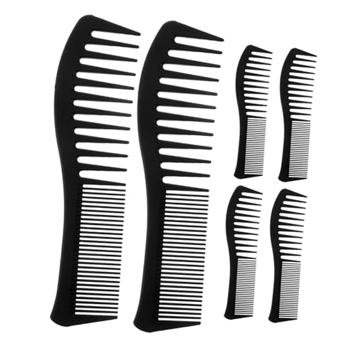 SAFIGLE 6 Stück Teiliges Friseurkamm mit Ergonomischem Fischgriff Doppelseitiger Breitzahniger Styling Kamm für Damen und Herren Hitzebeständig zum Entwirren und Professionellen von SAFIGLE