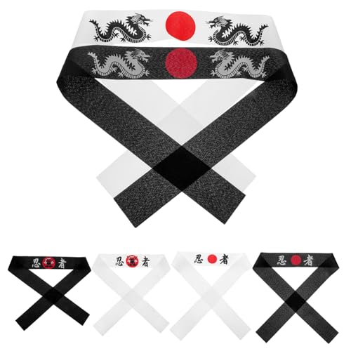 SAFIGLE 6 Stück Teiliges Japanisches Karate Stirnband Ninjastil Bandana für Sport und Kostümpartys Weiches und Langlebiges Küchenkopfbedeckung Zubehör für Feiern von SAFIGLE