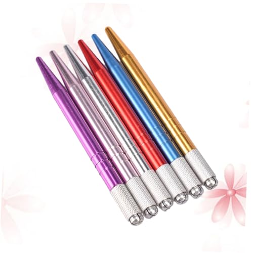 SAFIGLE 6 Stück Teiliges Microblading Pen für Augenbrauen Make Up Rot Blau Gold Silber Professionelle Handwerkzeuge für Permanent Make Up für Eyeliner Lippenkonturen und Tattoo von SAFIGLE