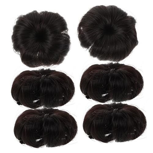 SAFIGLE 6 Stück Teiliges Mini Haarteil Dutt für Kleinkinder Synthetischer Dunkelbraun Clip Haarknoten Leicht und Langlebig für Ballett Hochsteckfrisuren und Festliche Anlässe bei Mädchen von SAFIGLE