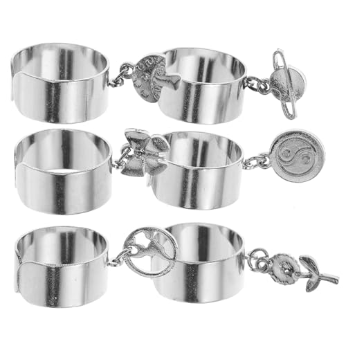 SAFIGLE 6 Stück Teiliges Modischer Verstellbarer Damenring mit Mond und Sternanhänger Langlebiges Offenes Design Einzigartiger Finger Schmuck für Frauen und Geschenkgelegenheiten von SAFIGLE