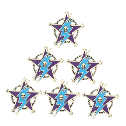 SAFIGLE 6 Stück Teiliges Vintage Fünf-punkte-stern Anstecknadeln aus Metall für Taschen Anzüge und Jacken Robuste Gothik Skull Broschen für Herren und Damen Stilvolle Halloween Accessoires von SAFIGLE