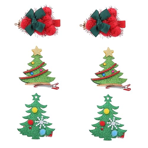 SAFIGLE 6 Stück Teiliges Weihnachts Haarschmuck mit Kreativen Weihnachtsbaum Haarspangen Bunte Haarklammern für Party Festtagsfeier und Alltag Haarnadeln für Damen und Mädchen von SAFIGLE