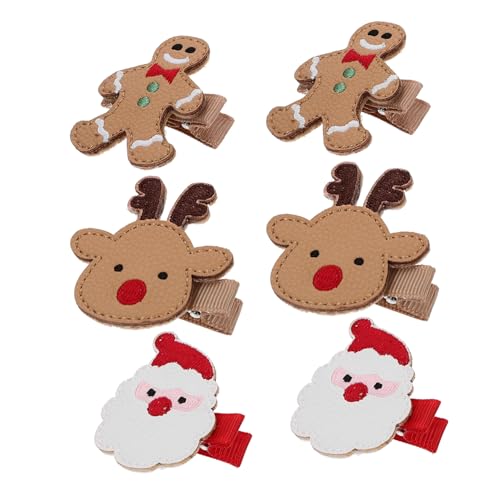 SAFIGLE 6 Stück Teiliges Weihnachts Haarspangen für Mädchen und Damen Stabile Rutschfeste Haarklammern mit Festlichem Santa Rentier und Lebkuchen Design für Weihnachten Party und von SAFIGLE