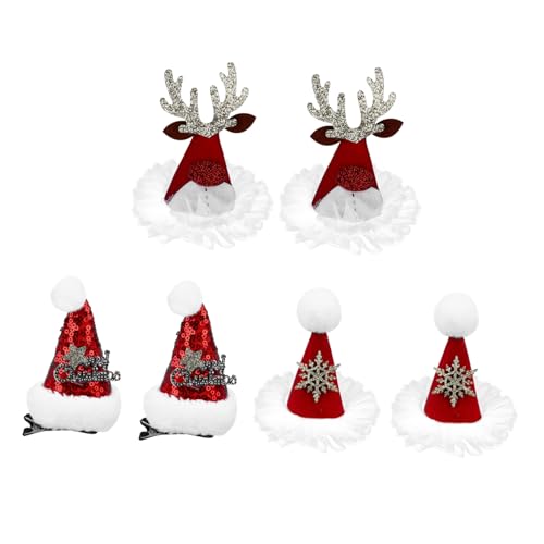 SAFIGLE 6 Stück Teiliges Weihnachts Haarspangen für Niedliche Mützen Haarclips für Festliche Anlässe für Partys und Tägliches Tragen Kreative Weihnachtsaccessoires für Mädchen von SAFIGLE