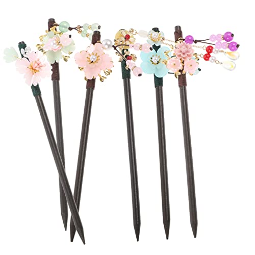 SAFIGLE 6stücke Haarstäbchen Aus Holz Chinesischen Stils Mit Quaste Und Blumen Für Frauen Vintage-haaraccessoires Für Hochzeit Party Und Alltag von SAFIGLE