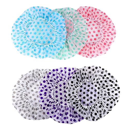SAFIGLE 6 Stück Wasserdichte Duschhaube Hüte, Mützen Bad Duschkappen Duschmütze Elastisch Babys Mädchen Gut Duschhauben Wiederverwendbar, Wasserdicht Peva-material von SAFIGLE