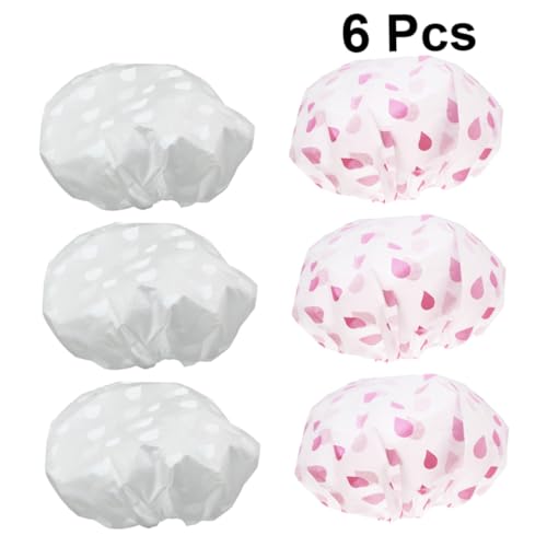 SAFIGLE 6 Stück Wasserdichte Haarkappe Badehut Damen wasserdicht Dusche duschhut damen Duschhaube Männer Duschmütze Küchenhut Duschhaube im Badezimmer von SAFIGLE