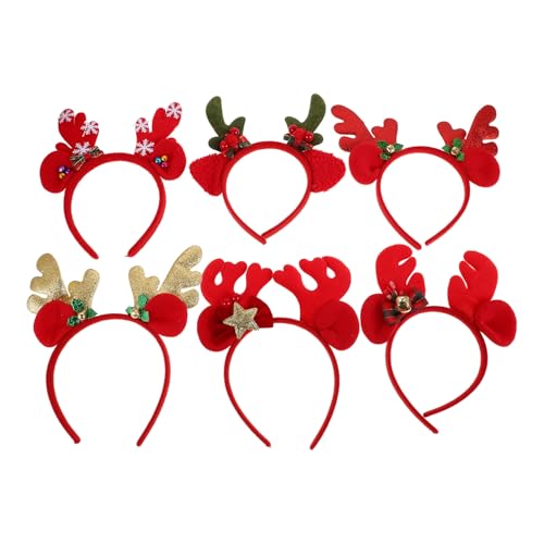 SAFIGLE 6 Stück Weihnachts-Rentier-Geweih-Stirnband Weihnachts-Rentier-Ohren-Stirnband Mit Glitzer-Pailletten Weihnachts-Kopfschmuck Hirsch-Haarbänder Für Kinder Und Erwachsene von SAFIGLE