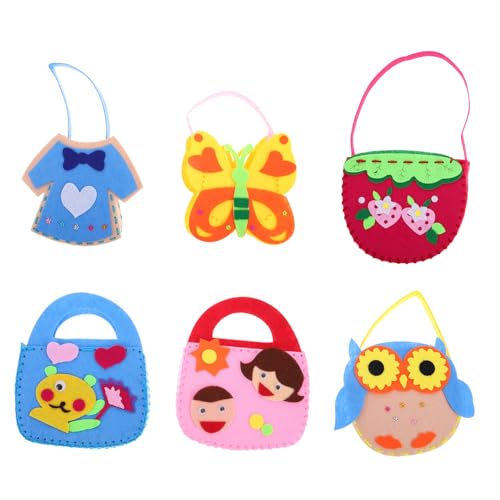 SAFIGLE Basteln Sie Ihre Eigene Tasche 6-teiliges Handtaschen-Set Gesteppte Stickerei Für Kinder Handgefertigtes Projekt Für Anfänger von SAFIGLE