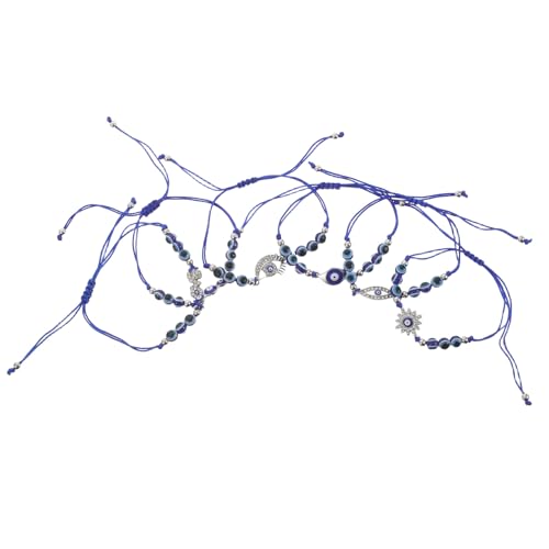 SAFIGLE 6 türkische Armbänder mit dem bösen Blick – verstellbarer blauer Schmuck mit dem bösen Blick für Frauen – kleine Perlenarmbänder mit Glücksbringern für Festivals, Anlässe, alltäglichen von SAFIGLE